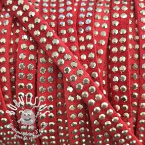 Cordon en suede avec strass coral