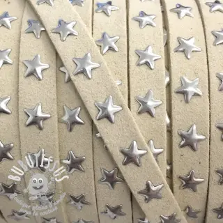 Cordon en suede étoiles ecru