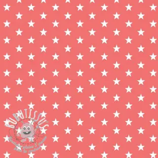 Tissu coton Petit stars coral