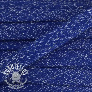 Cordon coton plat 15 mm melange cobalt