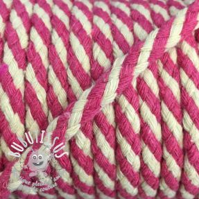 Cordon coton 5 mm fuchsia ecru