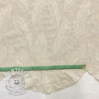 Viscose lin natural Leaves border