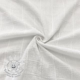 Tissu coton EMBROIDERY DOBBY Square white