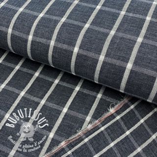 Tissu double gaze/mousseline Double sided Checks navy melange