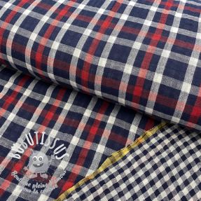 Dvojitá gázovina/mušelín Double sided Checks navy