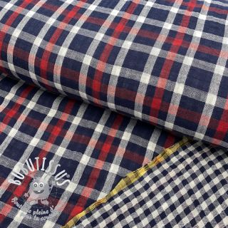 Tissu double gaze/mousseline Double sided Checks navy