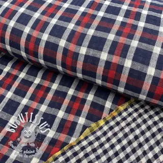Tissu double gaze/mousseline Double sided Checks navy