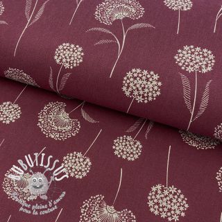 Tissu déco Linenlook Elegant dandelion bordeaux