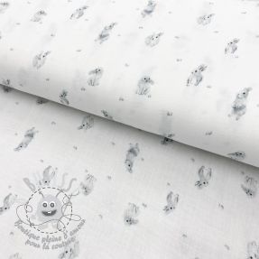 Tissu double gaze/mousseline GOTS Forest rabbit digital print