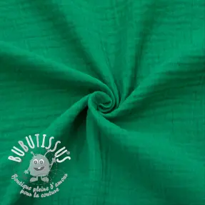 Tissu double gaze/mousseline hunter green ORGANIC