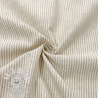 Tissu mélange lin et cotton Lira medium stripe beige