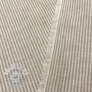 Tissu mélange lin et cotton Lira medium stripe beige