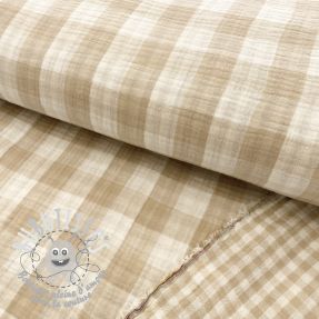 Tissu double gaze/mousseline Double sided CHECKS MINI beige