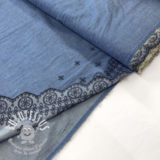 Tissu coton JEANS Ornament embroidery