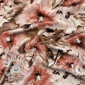 Viscose RADIANCE Watercolor flowers coral