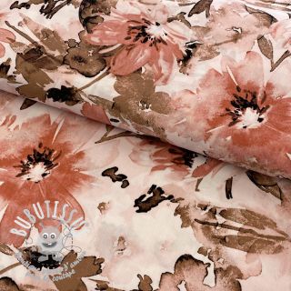 Viscose RADIANCE Watercolor flowers coral