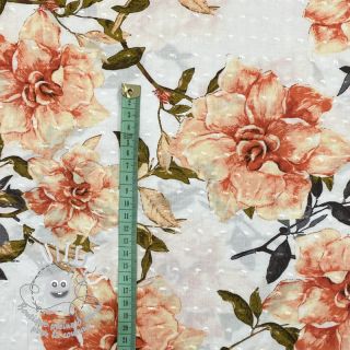 Viscose DOBBY Flowers white