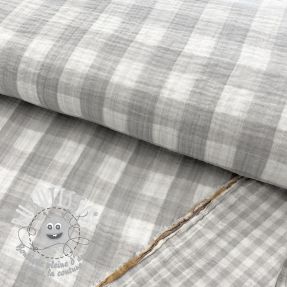 Tissu double gaze/mousseline Double sided CHECKS MINI grey