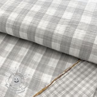 Tissu double gaze/mousseline Double sided CHECKS MINI grey