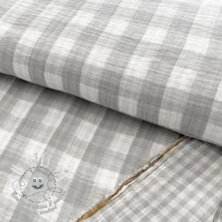 Tissu double gaze/mousseline Double sided CHECKS MINI grey