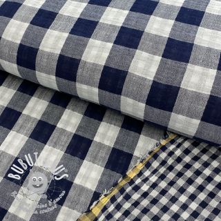 Tissu double gaze/mousseline Double sided CHECKS MINI navy