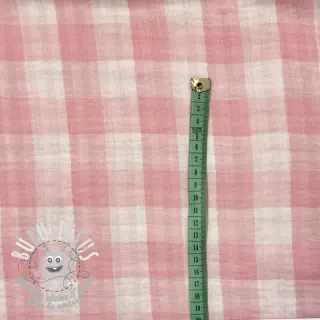 Tissu double gaze/mousseline Double sided CHECKS MINI old rose