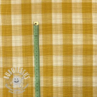 Tissu double gaze/mousseline Double sided CHECKS MINI ochre