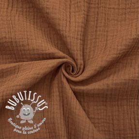 Tissu double gaze/mousseline cognac ORGANIC