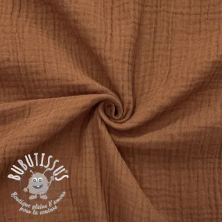 Tissu double gaze/mousseline cognac ORGANIC
