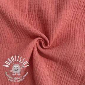 Tissu double gaze/mousseline coral