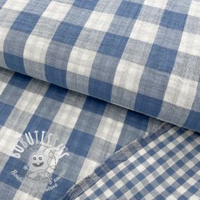 Tissu double gaze/mousseline Double sided CHECKS MINI indigo