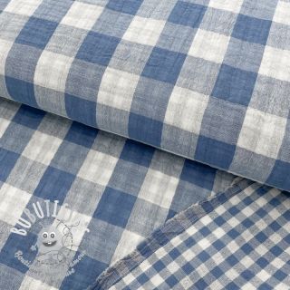 Tissu double gaze/mousseline Double sided CHECKS MINI indigo