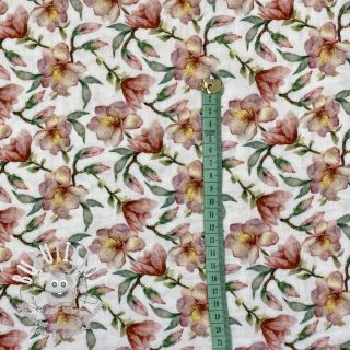 Tissu double gaze/mousseline Flower bud digital print