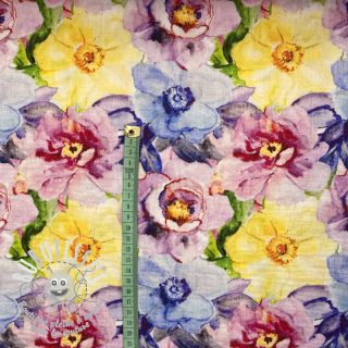 Tissu double gaze/mousseline Rainbow bouquet design B digital print