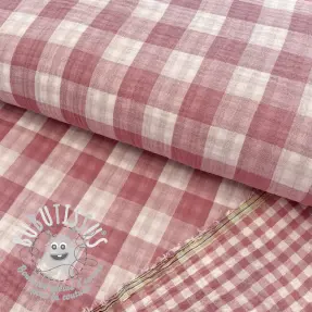 Tissu double gaze/mousseline Double sided CHECKS MINI mauve