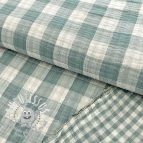 Tissu double gaze/mousseline Double sided CHECKS MINI green