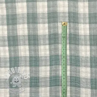 Tissu double gaze/mousseline Double sided CHECKS MINI green