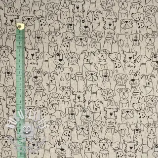 Tissu déco Linenlook Dog cartoon line
