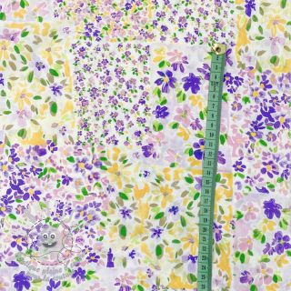 Viscose RADIANCE Patchwork flowers grape digital print