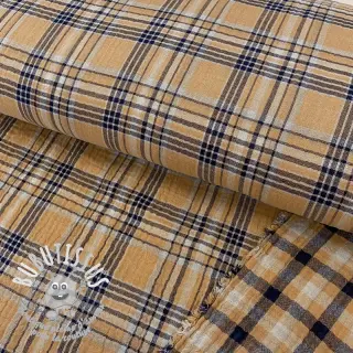 Tissu double gaze/mousseline Double sided CHECKS multicolour brown