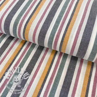 Tissu double gaze/mousseline yarn dyed Stripe purple