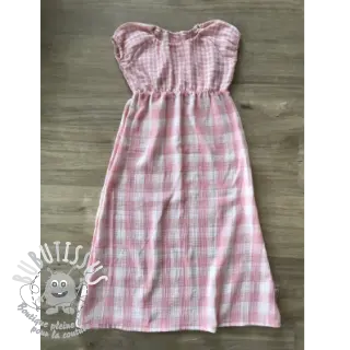 Tissu double gaze/mousseline Double sided CHECKS MINI old rose
