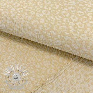 Tissu double gaze/mousseline jacquard Animal yellow ecru