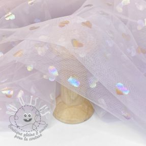 Tulle pour jupe tutu Rainbow HEARTS lilac