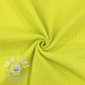 Tissu double gaze/mousseline NEON YELLOW ORGANIC