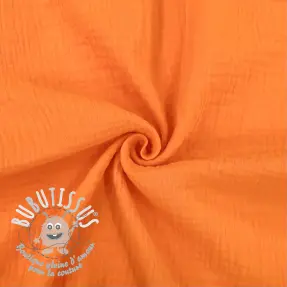Tissu double gaze/mousseline NEON ORANGE ORGANIC