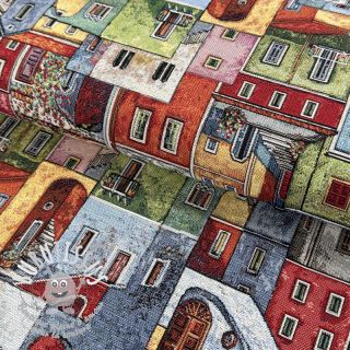 Tissu déco GOBELIN PREMIUM Happy colourful village