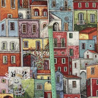 Tissu déco GOBELIN PREMIUM Happy colourful village