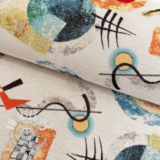 Tissu déco jacquard COMPOSITION allover blanc