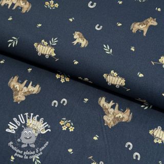 Tissu coton Ponny navy digital print